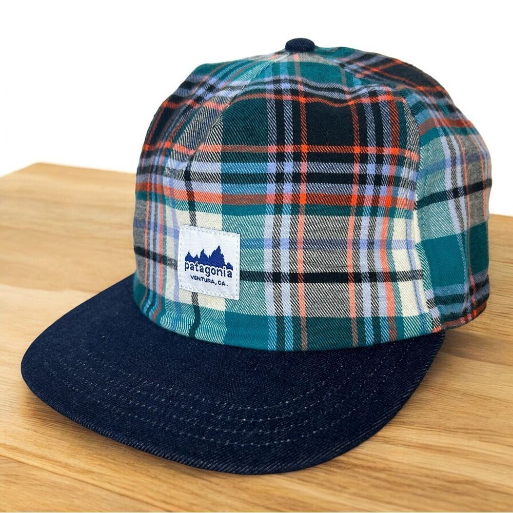NEW Patagonia Range Cap Plaid Belay Blue Snap Back Adjustable One‎ Size